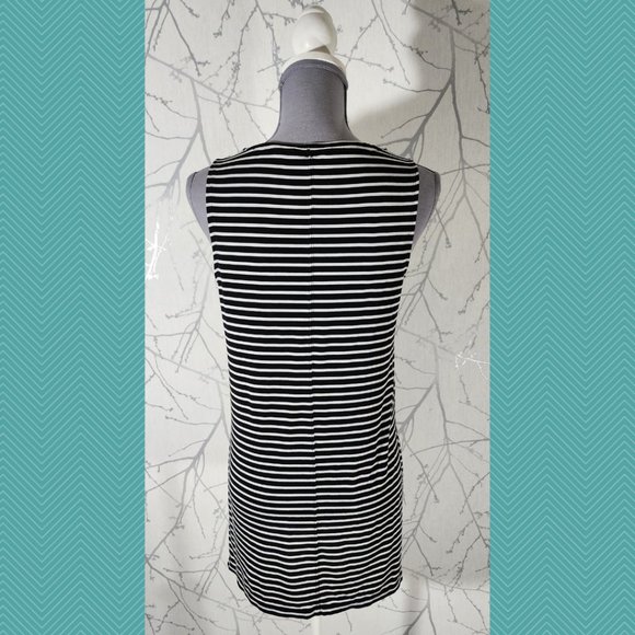 Athleta Black Striped Tencel Blend Crewneck Tunic Tank - Picture 3 of 4